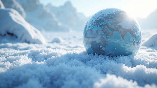 Frozen Earth Crystalline Surface with Copy Space