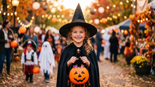 Happy halloween. children in costumes and makeup holiday happy halloween