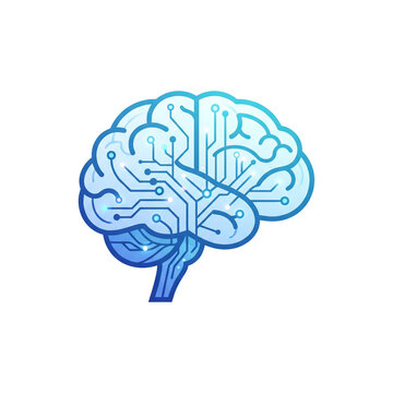 Artificial intelligence brain with neural circuits minimal flat vector icon