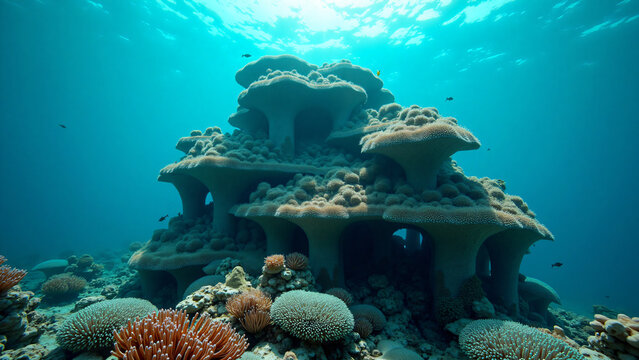 Coral Tower Overlooking Vibrant Reef