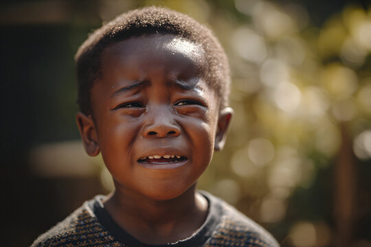 Child crying outdoors