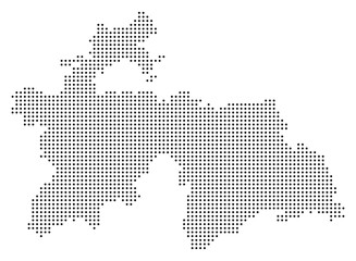 Obraz premium Black Dot Tajikistan Map Asian Country