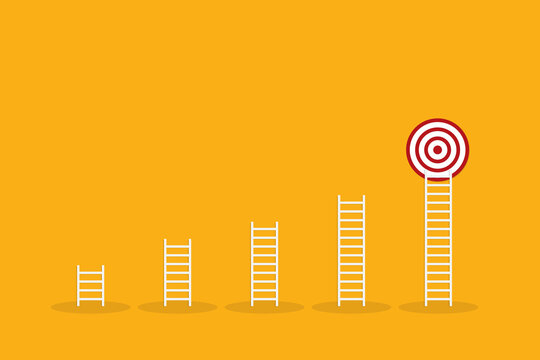 Leadership Development Ladder Reaching Target, Professional Achievement and Career Success