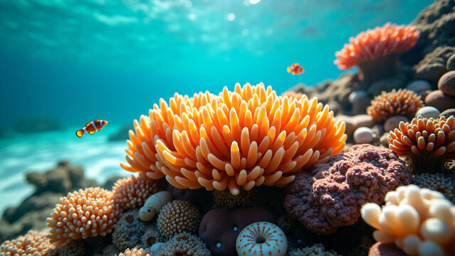 Coral Reef Marine Life Marketing Text Background