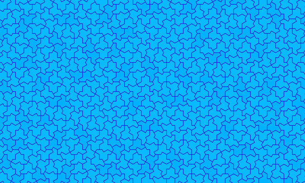 Aperiodic monotile tile pattern in cyan blue with dark line outlines