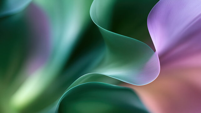 Abstract soft-focus green and purple flower petals