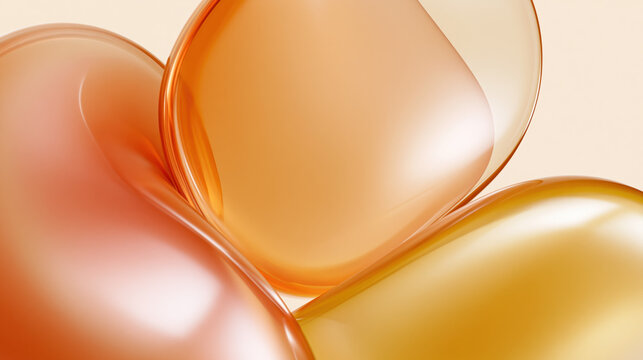 Abstract translucent liquid shapes in warm orange and peach tones