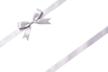 Naklejka premium Silver ribbon bow isolated on transparent background