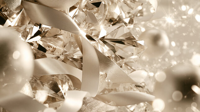 Sparkling Diamonds and Ribbons Elegant Luxury Festive Background