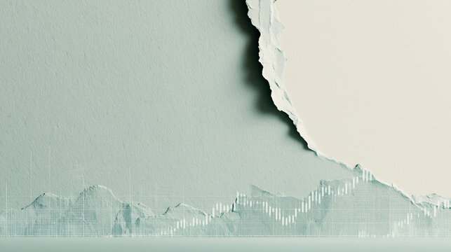 Financial Stock Market Chart Background with Torn Paper and Copy Space