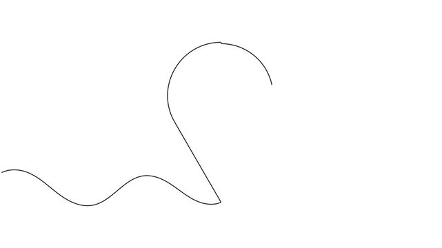 Animated of finding map marker location pin sign continuous one line drawing moving on white background animation