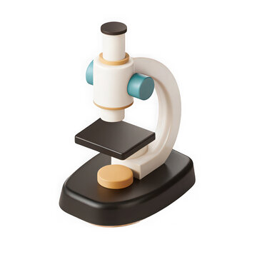 3D microscope icon scientific research lab equipment background isolated on a transparent background