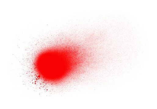 Vibrant red spray paint splash isolated on a white background transparent background