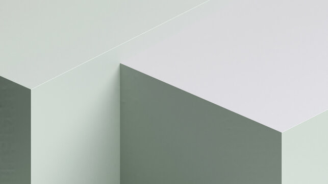 Minimalist Abstract Geometric Architecture Background with Green Corners