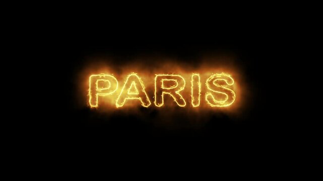 Fiery Paris Typography Glowing Against Dark Background