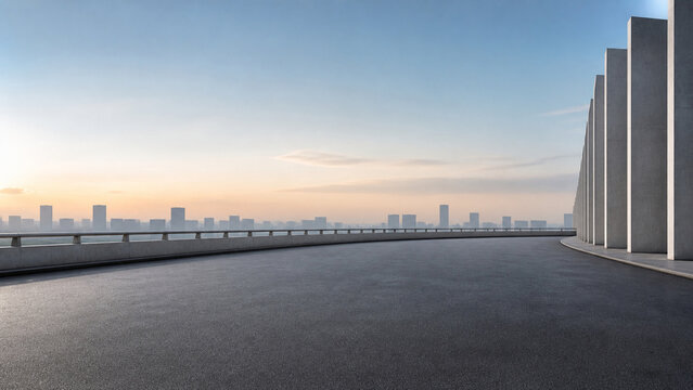 Empty elevated roadway apron for premium vehicle advertising background