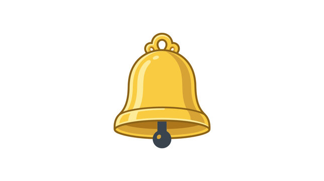 Golden bell with a dark clapper stands isolated against a white background to represent alert systems and notification concepts.