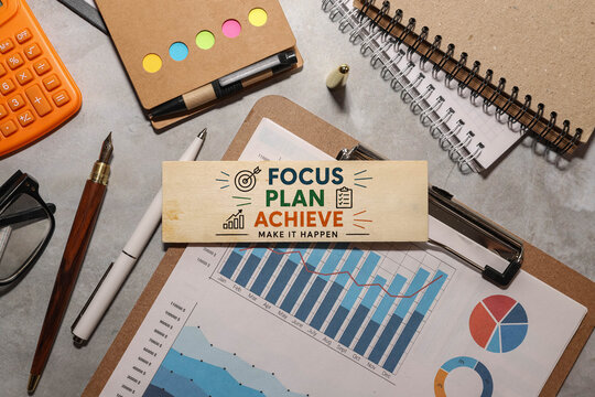 Focus Plan Achieve Business Strategy and Goal Setting Concept.