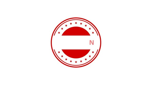 Minimalist Red Circular Stamp Graphic Animation Featuring Stars and Text Placeholder on White Background Design