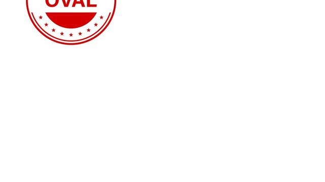 Red circular stamp icon with the word oval centered on a clean white background design