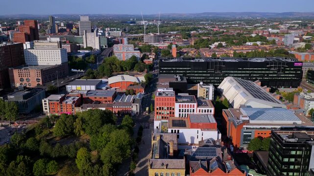 Aerial Video of Manchester Metropolitan University and Oxford Road