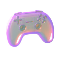 Holographic 3D gamepad controller icon, front view © Martin