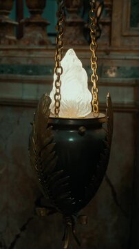 Sacred religious light of Christian culture in the cathedral