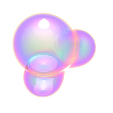Abstract iridescent holographic 3D ridged torus shape, Y2K aesthetic