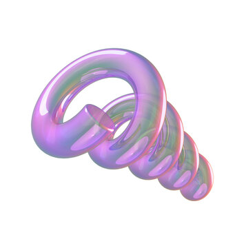 Holographic chrome 3D twisted torus spiral shape