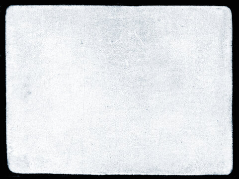 Vintage analog film frame overlay with rounded corners and heavy film grain texture. Weathered black border, dusty surface, and scratches. Transparent background PNG image.