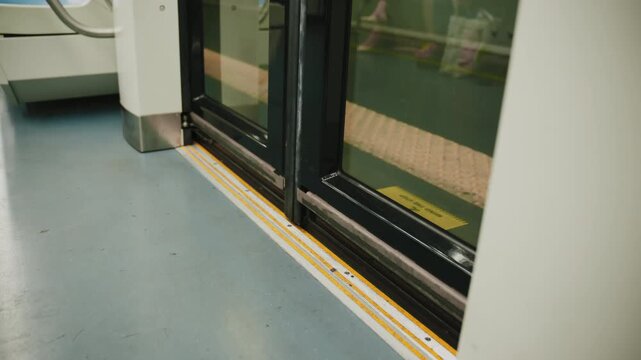 Subway metro train of Naples doors are closing at the station
