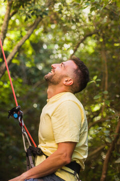Climber smiling and enjoying outdoor adventure life