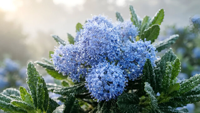 masterpiece capturing a vibrant Ceanothus (California lilac) in the pinnacle of its bloom
