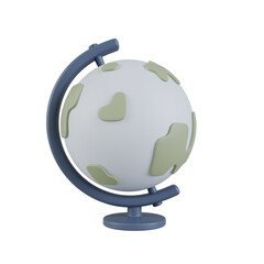 3D Minimalist World Globe on Stand Icon, Stylized Earth Sphere Model for Education and Travel Isolated © Katlyn Design