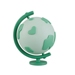 3D Minimalist World Globe on Stand Icon, Stylized Earth Sphere Model for Education and Travel Isolated © Katlyn Design