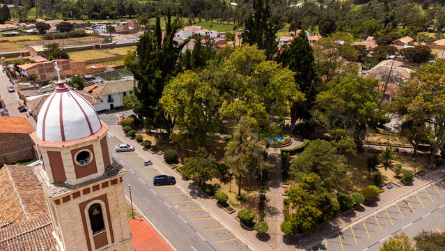 Iza, Boyaca - Colombia. March 3, 2026. Panoramic drone view of the municipality, located 84.6 kilometers from Tunja.