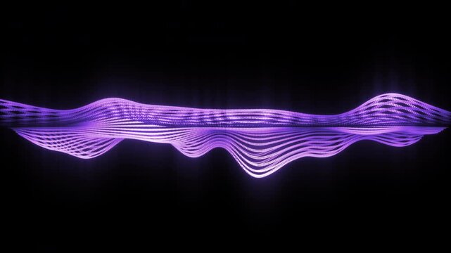 Glowing purple vibrating strings audio visualizer for DJ screen