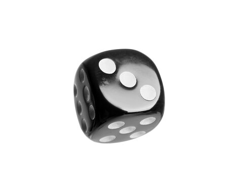 Black game dice on white background