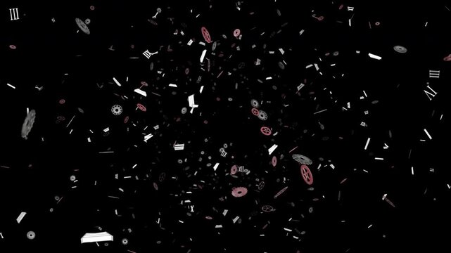 Pieces of Clock Technology Endless Animation, Background, on Alpha Channel Loop
