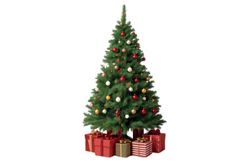 Naklejka premium Decorated Christmas Tree with Red Gift Boxes