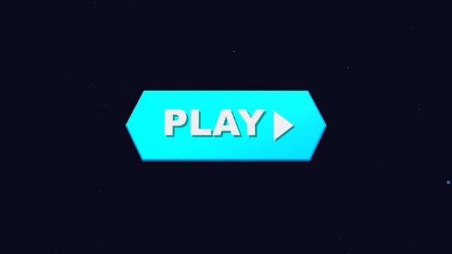 3D Animated Blue Play Button with Game Icon on Dark Starry Space Background for Digital Interface