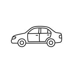 Naklejka premium Simple sedan car profile line art icon