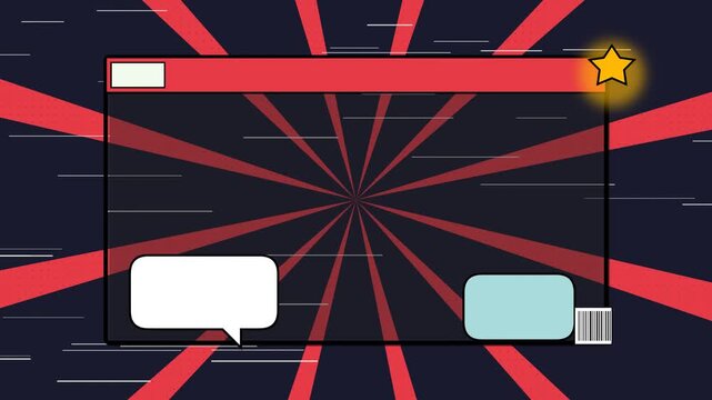 Abstract digital background with browser window and chat bubbles.