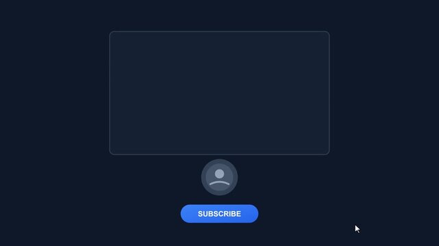 Minimalist Social Media Video Outro with Subscribe Button Animation and Profile Placeholder on Dark