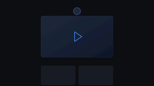 Abstract motion graphics animation of a modern video player UI layout with glassmorphism style