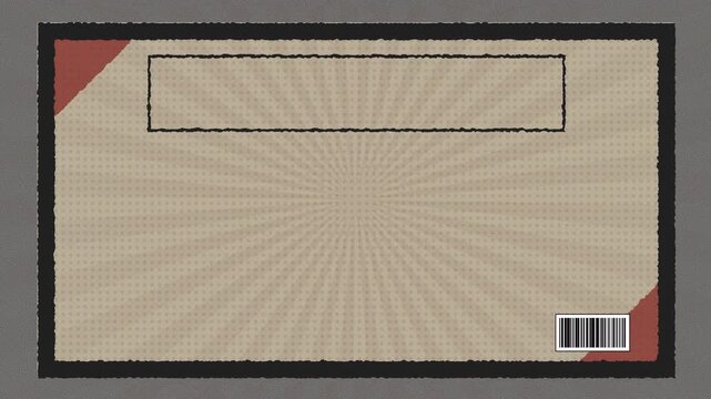 Vintage brown envelope with radial sunburst pattern design.