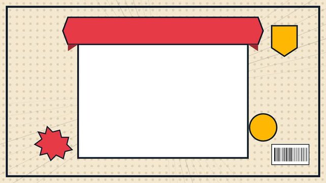 Colorful vintage travel poster frame with decorative elements.
