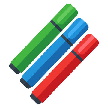 Set of Colorful Permanent Marker Pens for Drawing and Writing Stationery Illustration