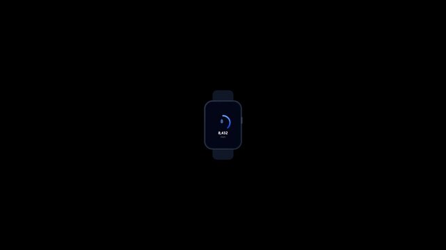 Minimalist Smartwatch Interface Animation with Heart Rate Monitor Step Counter and Battery Status
