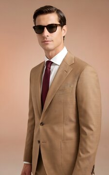 Elegant businessman wearing a stylish suit and sunglasses with businessman